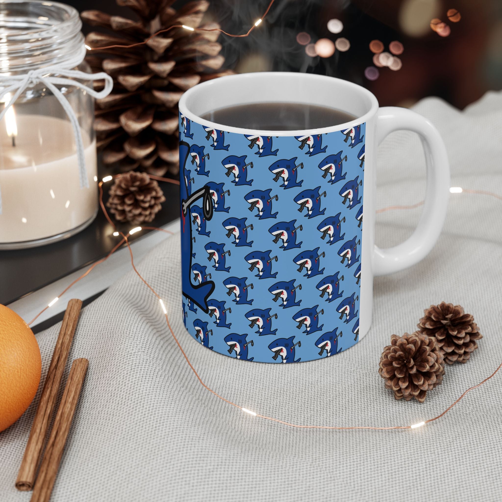 Blue Slit Gill Ceramic Mug, (11oz, 15oz)